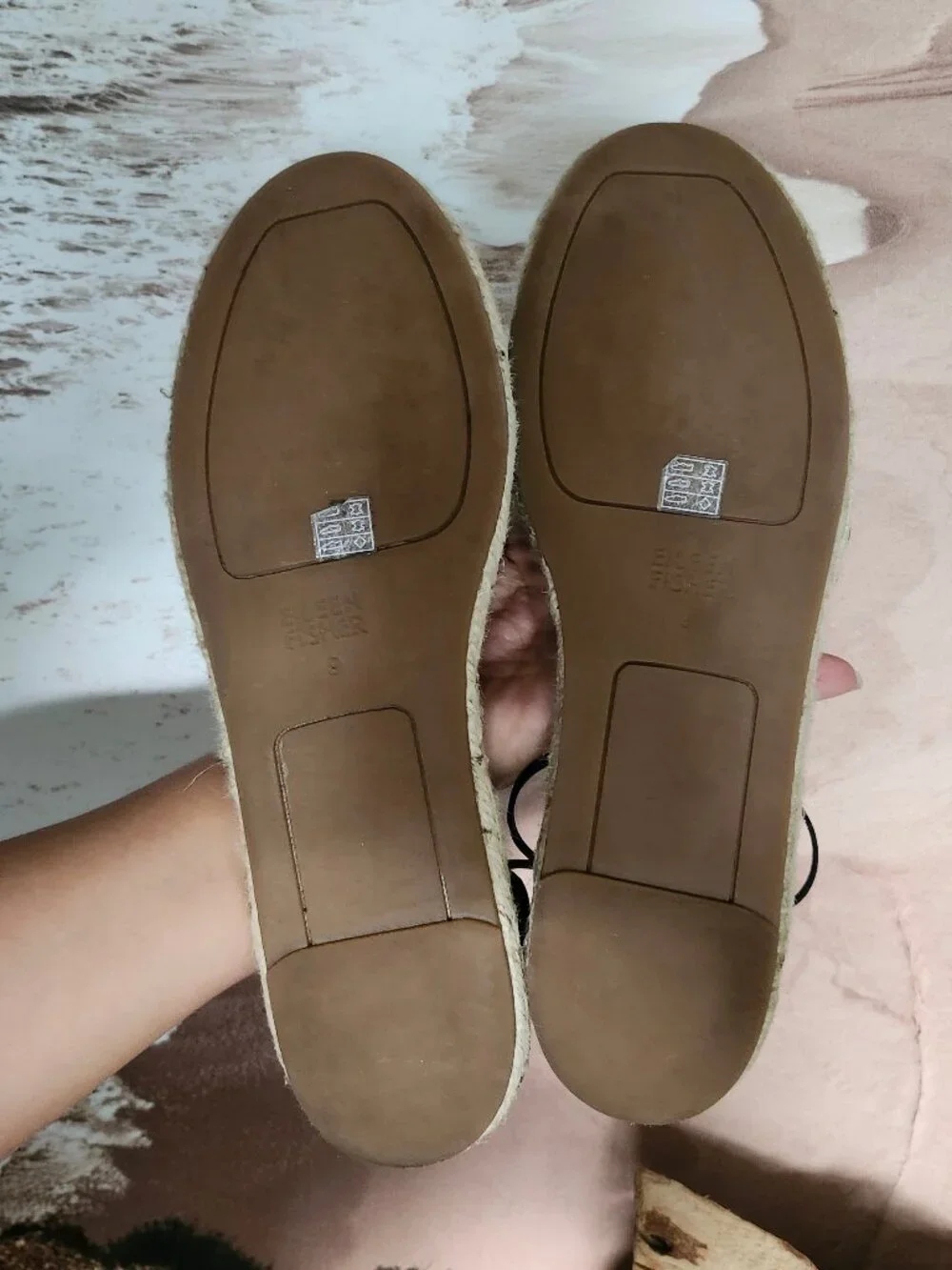 EILEEN FISHER Black Leather Espadrille d'Orsay Flats 9